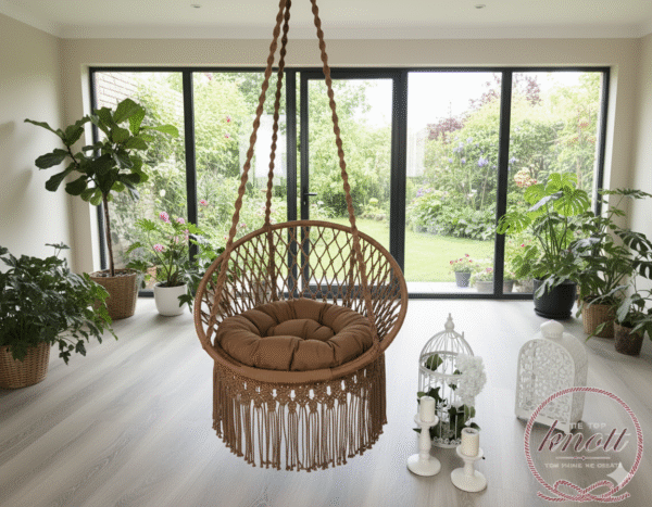 Brown Macrame Hanging Chair Swing for Home | Stylish & Comfortable