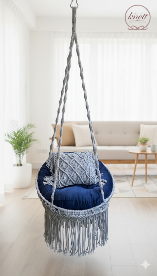 The Top Knott Blue Serenity Macramé Swing Chair