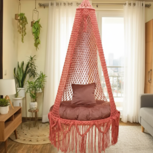 Coral Macrame Hanging Chair