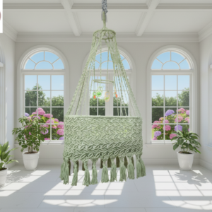 The Top Knott Handwoven Macramé Baby Cradle