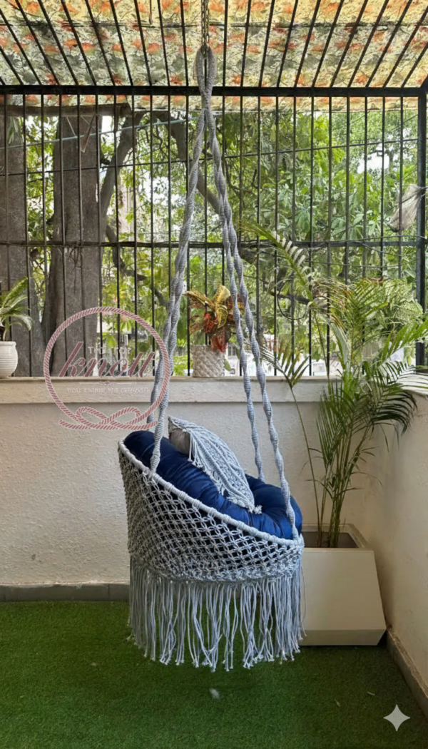 The Top Knott Blue Serenity Macramé Swing Chair