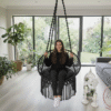 Black Macramé Hanging Chair Swing | Boho Modern Décor