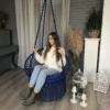 Royal Blue Macrame Hanging Chair Swing