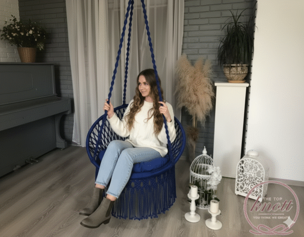 Royal Blue Macrame Hanging Chair Swing