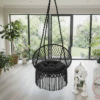 Black Macramé Hanging Chair Swing | Boho Modern Décor