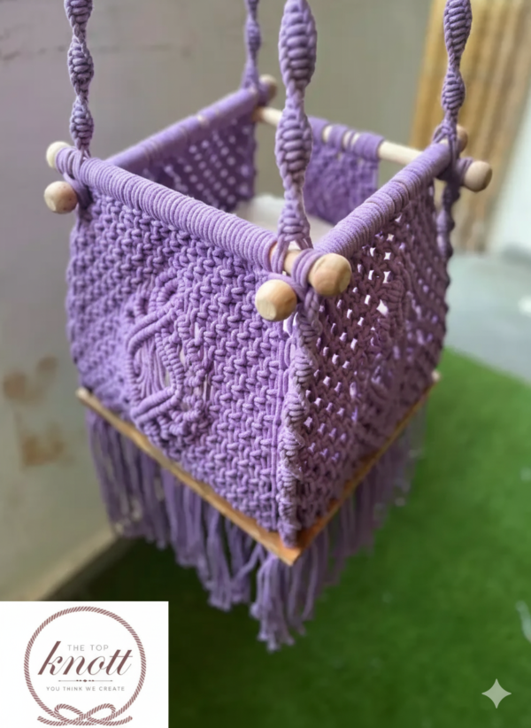 The Top Knott Handcrafted Purple Baby Macrame Swing