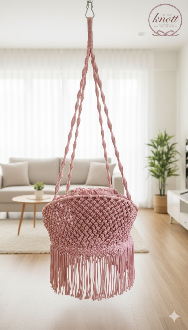 The Top Knott Blush Harmony Macramé Swing Chair