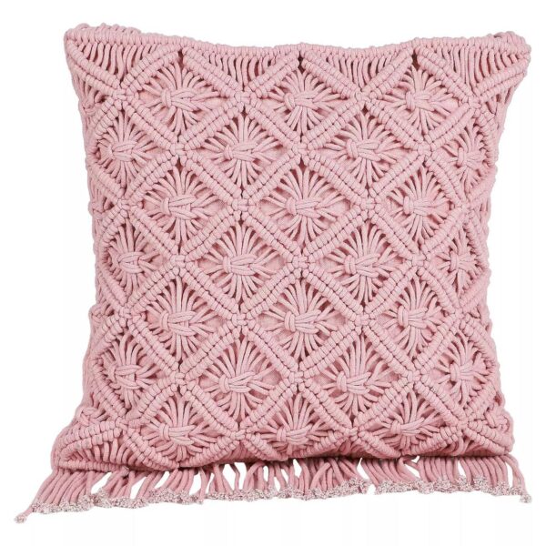 The Top Knott Handmade Pink Macrame Cushion Cover