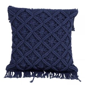 The Top Knott Handmade Navy Blue Macrame Cushion Cover