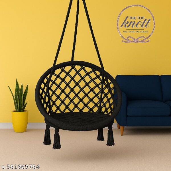 Elegant Black Rope Hanging Chair Swing