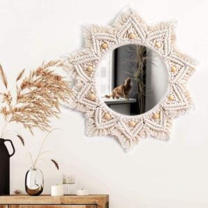Bohemian Sunburst Macramé Wall Mirror