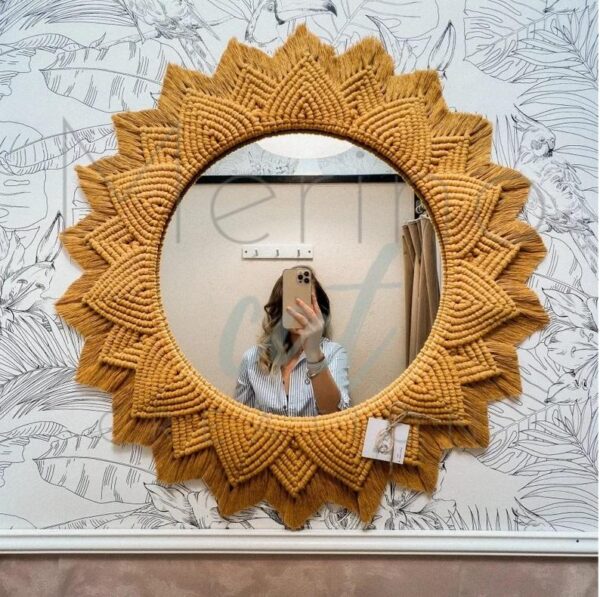 Handcrafted Boho Macramé Round Wall Mirror
