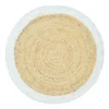 Handwoven Round Jute Rug with White Border