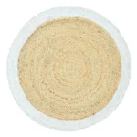 Handwoven Round Jute Rug with White Border