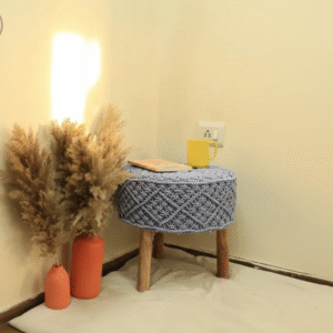 Elegant Macramé Stool With Rustic Decor