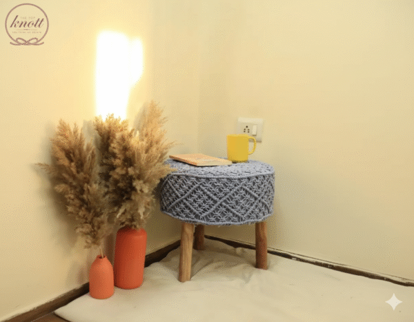Elegant Macramé Stool With Rustic Decor