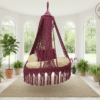 Royal Wine Macramé Canopy Swing Chair