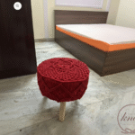 Handcrafted Red Macramé Stool