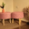 Pink Macrame Stool