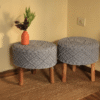 Handcrafted Grey Macrame Stool
