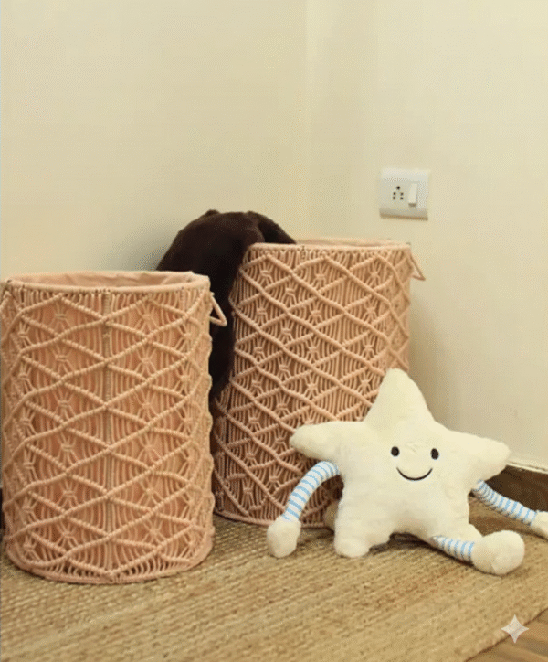 Macrame Storage Basket & Star Plush Set