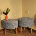 Handcrafted Grey Macrame Stool