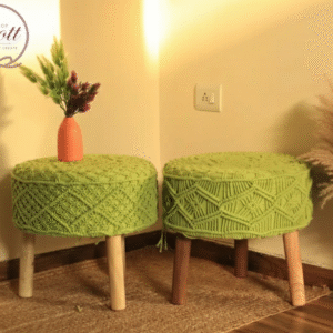 Handcrafted Green Macrame Stool