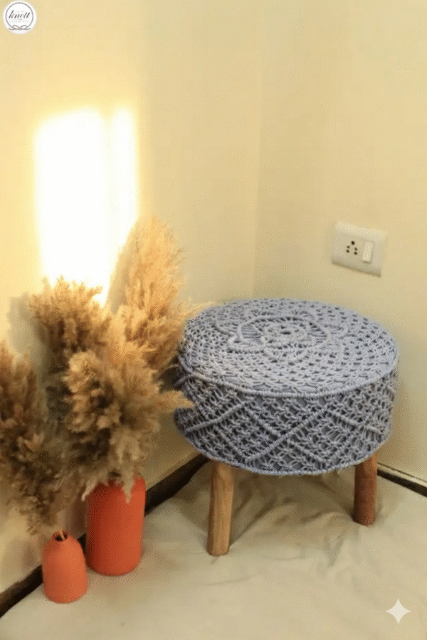 Elegant Macramé Stool With Rustic Decor