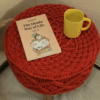 Handcrafted Red Macramé Stool With Pampas Grass