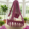 Royal Wine Macramé Canopy Swing Chair