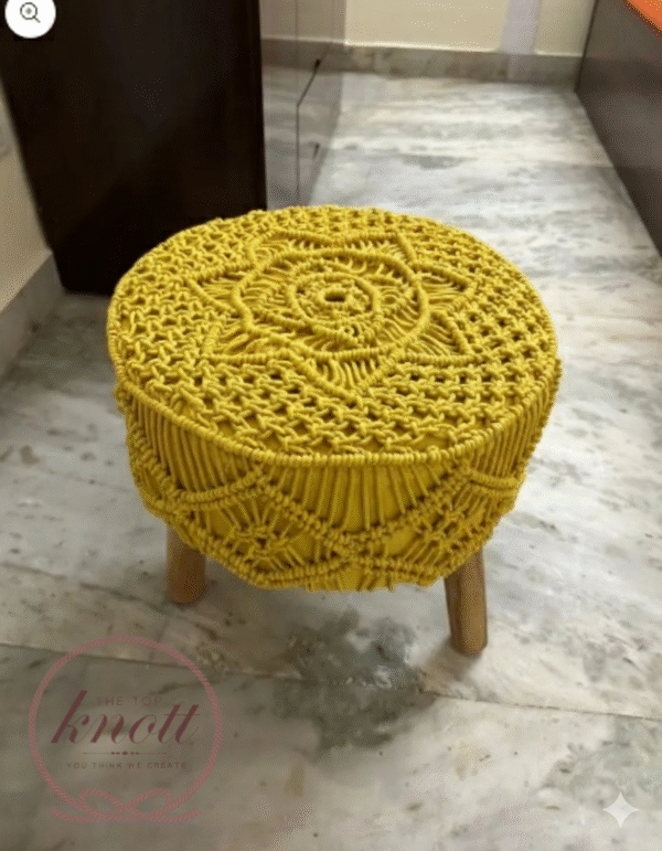Handcrafted Mustard Macramé Stoo