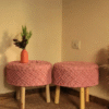 Pink Macrame Stool