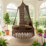 The Top Knott Boho Luxe Macramé Canopy Swing Chair