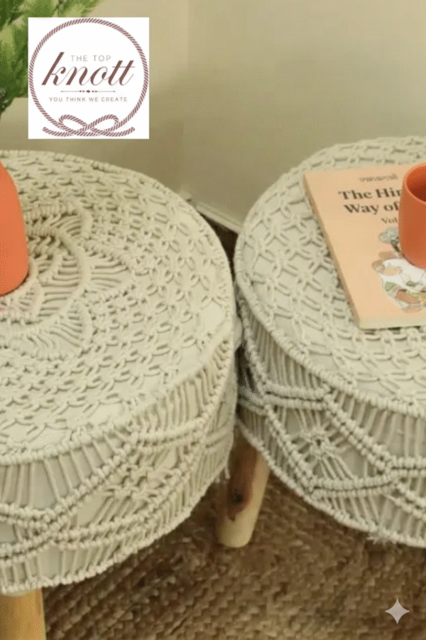 Beige Macrame Stool