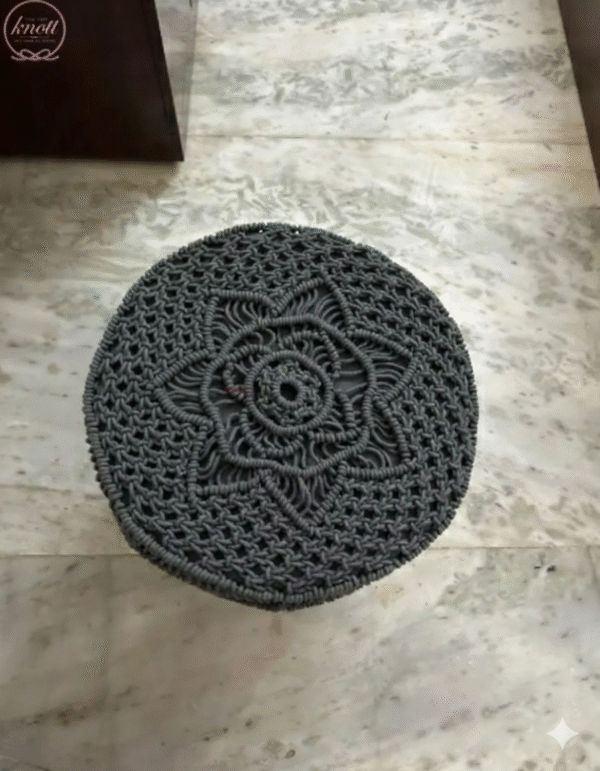 The Top Knott Handcrafted Macramé Round Stool