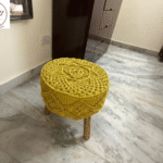 Handcrafted Mustard Macramé Stoo