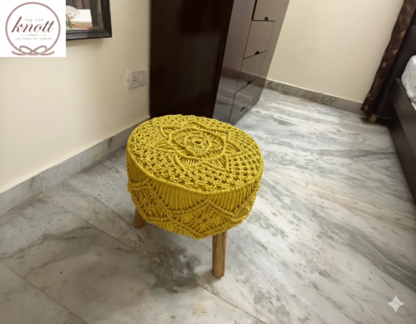 Handcrafted Mustard Macramé Stoo