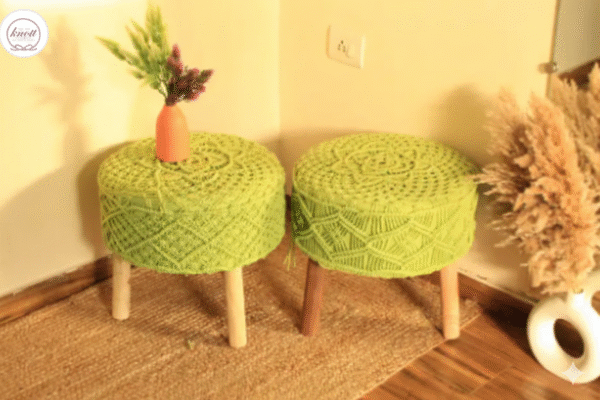 Handcrafted Green Macrame Stool