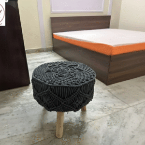 The Top Knott Handcrafted Macramé Round Stool