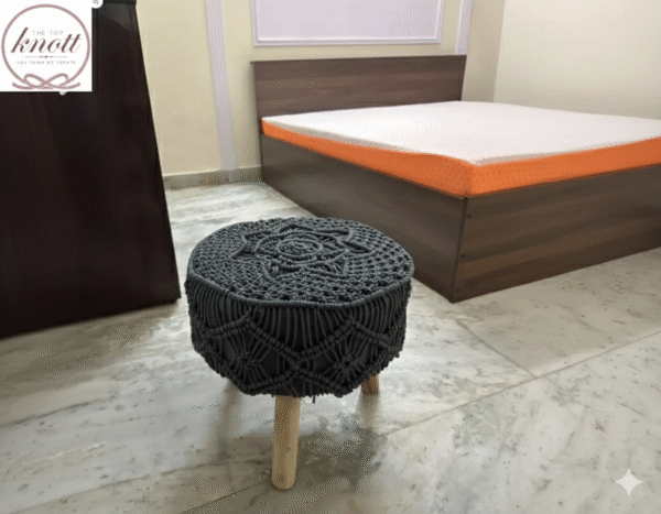 The Top Knott Handcrafted Macramé Round Stool