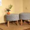 Handcrafted Grey Macrame Stool