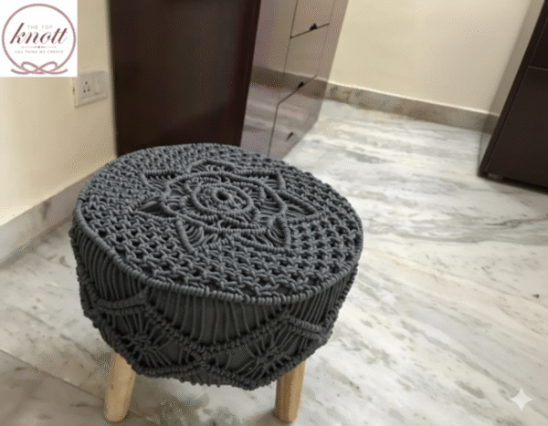 The Top Knott Handcrafted Macramé Round Stool