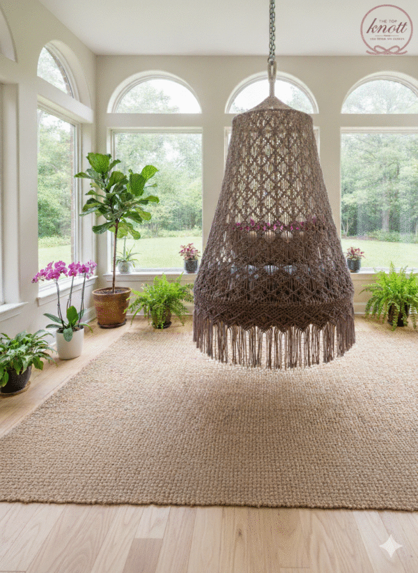 The Top Knott Boho Luxe Macramé Canopy Swing Chair