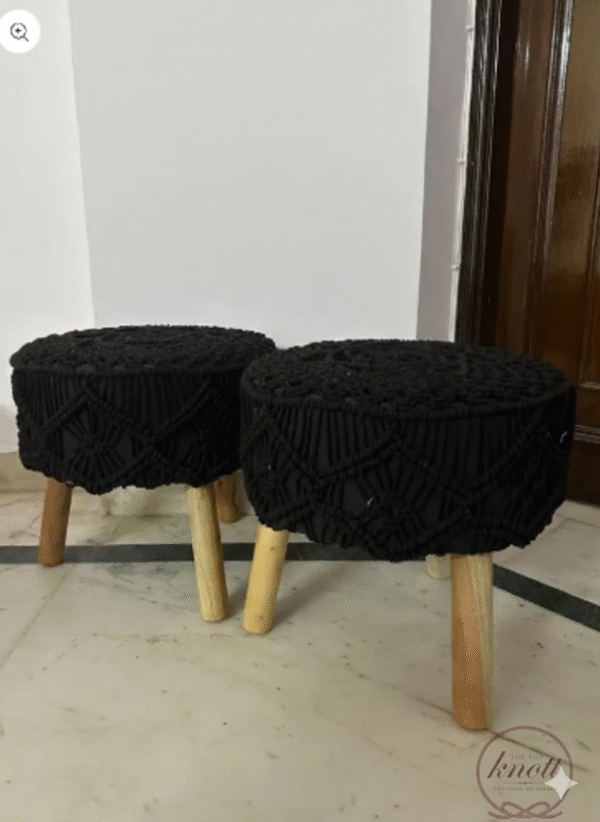 Handcrafted Macramé Ottoman Stool