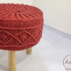 Handcrafted Red Macramé Stool