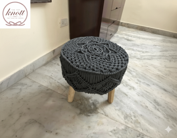 The Top Knott Handcrafted Macramé Round Stool