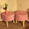 Pink Macrame Stool