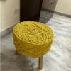 Handcrafted Mustard Macramé Stoo