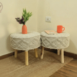 Beige Macrame Stool