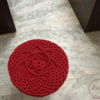 Handcrafted Red Macramé Stool